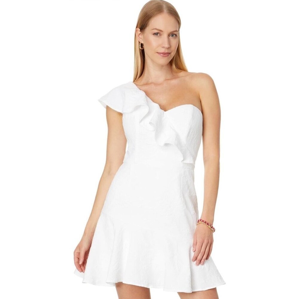 NWT LILLY PULITZER Women’s Resort White Arlana One Shoulder Romper Sz 4 $228.
